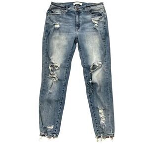KanCan Light Blue Distressed Skinny Ankle Jeans
